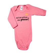 Body Bebe Manga Longa Com Frases Estampadas Menina e Menino