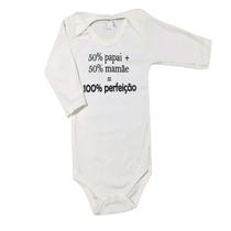 Body Bebe Manga Longa Com Frases Estampadas Menina e Menino