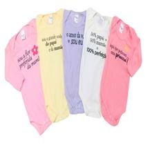 Body Bebe Manga Longa Com Frases Estampadas Menina e Menino Kit Com 2 Body Bebe Manga Longa Com Frases Estampadas Menina e Menino Kit Com 2