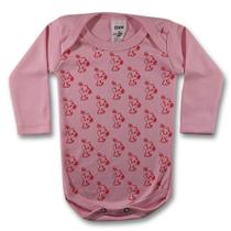 Body Bebe Manga Longa Estampa Cachorrinho Rosa Meninas Tecido Suedine 100 algodão Macio Enxoval Cha de Bebe Saida Maternidade Frio Baby Deluxe