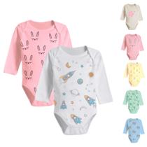 Body Bebê Manga Longa Estampado Enxoval 100% Algodão P M G