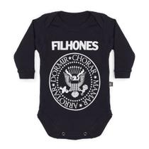 Body Bebê Manga Longa Filhones Preto Body Bebê Manga Longa Filhones Preto