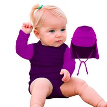 Body Bebê Manga Longa Infantil c/Boné Térmico Proteção Solar UV 50+ Banho Praia Piscina Body Bebê Manga Longa Infantil c/Boné Térmico Proteção Solar UV 50+ Banho Praia Piscina