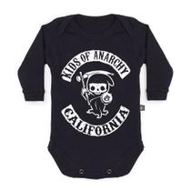 Body Bebê Manga Longa Kids Of Anarchy Preto