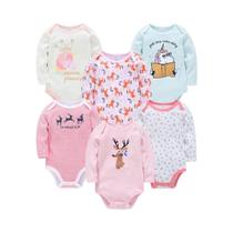 Body Bebê Manga Longa - Kit com 3 ou 6 Peças 100% Algodão