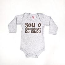 Body Bebê Manga Longa Mescla Chocolatinho da Dinda