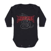 Body Bebê Manga Longa Metallica Preto