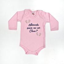 Body Bebê Manga Longa Rosa Quem Vai Ser Vovô Body Bebê Manga Longa Rosa Quem Vai Ser Vovô