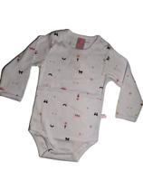 Body Bebe Manga Longa Rot Branco/Gatinha Tam M6-9 meses Dicanela