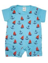 Body Bebê MC (P/M/G) - Macaquinho - Banho de Sol - Verão - Marinheiro - Barato Bebê - Azul