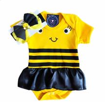 Body Bebe Menina Abelinha + Laço - Temático Mesversário