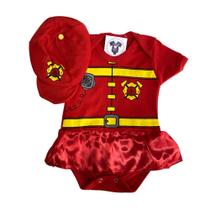 Body Bebe Menina Bombeira + Boina - Temático Mesversário Body Bebe Menina Bombeira + Boina - Temático Mesversário