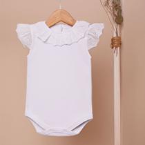 Body Bebê Menina Branco Com Laise Mundo Faz de Conta Body Bebê Menina Branco Com Laise Mundo Faz de Conta