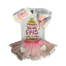 Body Bebe Menina - Dia dos Pais +Tutu + Laço + Tenis - Tematico