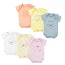 Body Bebê Menina e Menino Bordado Bichinhos 100% Algodão Roupa de Bebê