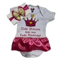 Body Bebe Menina- FADA MADRINHA+ Laço - Temático Mesversário Body Bebe Menina- FADA MADRINHA+ Laço - Temático Mesversário