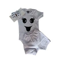 Body Bebe Menina - Fantasminha + Shorts + Laço - Halloween - Temático