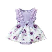 Body Bebê Menina Floral - Sem Mangas com Laço - Vestido Casual Infantil