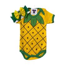Body Bebe Menina FRUTINHA ABACAXI+ Laço - Mesversário Temático