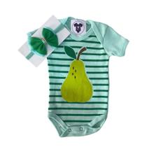 Body Bebe Menina FRUTINHA PERA + Laço - Mesversário Temático