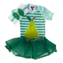 Body bebe menina - frutinhas +tutu+laço-temático-mesversário