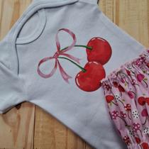 Body bebê menina kit com body e tapa fralda