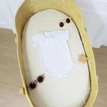 Body Bebê Menina Manga Curta com Renda 100 Algodão