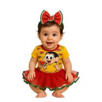 Body Bebê Menina Melancia Magali + Laço + Tutu - Mesversario Temático Body Bebê Menina Melancia Magali + Laço + Tutu - Mesversario Temático