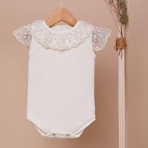 Body Bebê Menina Off White Com Renda e Tule Mundo Faz de Conta Body Bebê Menina Off White Com Renda e Tule Mundo Faz de Conta