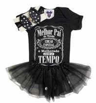 Body Bebe Menina Pai Especial + Laço + Saia de Tule - Temático - Dia dos Pais Body Bebe Menina Pai Especial + Laço + Saia de Tule - Temático - Dia dos Pais