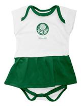 Body Bebe Menina Palmeiras Vestido Recem Nascido Oficial - Branco - G (9-6 meses)