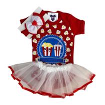 Body Bebe Menina Pipoquinha + Tule + Laço - Temático Mesversário Body Bebe Menina Pipoquinha + Tule + Laço - Temático Mesversário