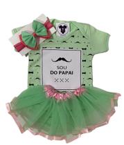 Body Bebe Menina Sou do Papai + Laço + Saia de Tule - Mesversário