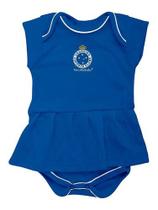 Body Bebe Menina Vestido Recem Nascido Cruzeiro Oficial - Azul - M (3-6 meses)