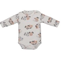 Body Bebê Menino Com Pezinho Marfim Suedine Hugo Cachorrinho Body Bebê Menino Com Pezinho Marfim Suedine Hugo Cachorrinho