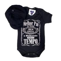 Body Bebe Menino Frases- Melhor PAI do Mundo + Boina- Mesversario Temático