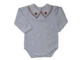 Body Bebê Menino Gola Bordada Flor de Liz - Vermelho Body Bebê Menino Gola Bordada Flor de Liz - Vermelho