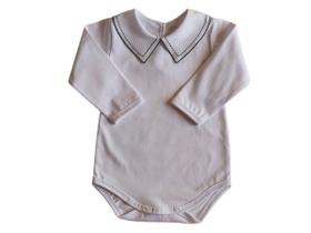 Body Bebê Menino Gola Bordada Pontilhado Super Luxo - Verde Maré Body Bebê Menino Gola Bordada Pontilhado Super Luxo - Verde Maré