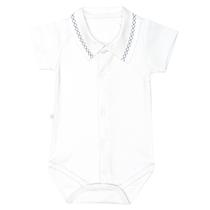 Body Bebê Menino Gola Polo Branco Detalhe Marinho Fofinho