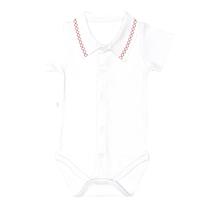 Body Bebê Menino Gola Polo Branco Detalhe Vermelho Fofinho