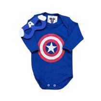 Body Bebê Menino Heróis - Manga Longa + Mascara