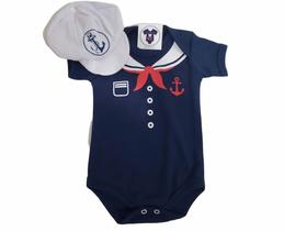 Body Bebe Menino Marinheiro + Boina - Temático Mesversário Body Bebe Menino Marinheiro + Boina - Temático Mesversário