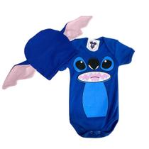 Body Bebe Menino- PERSONAGEM AZUL+ Boina - Temático Mesversário