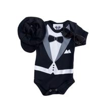 Body Bebe Menino Poderoso + Chefinho + Boina + Óculos - Temático