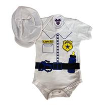 Body Bebe Menino Policial + Boina- Mesversário