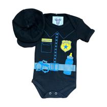 Body Bebe Menino Policial + Boina- Mesversário