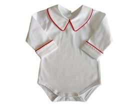 Body Bebê Menino Social Gola e Punho - Vermelho