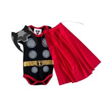 Body Bebe-Menino Thor + Máscara +Capa- SUPER HEROIS - Mesversario Temático