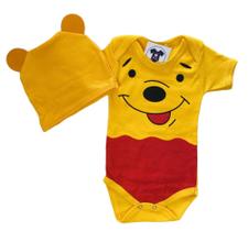 Body Bebe Menino Ursinho Pooh + Touca - Temático Mesversário Body Bebe Menino Ursinho Pooh + Touca - Temático Mesversário