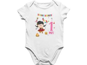 Body Bebê Mesversario Festa Junina em Familia Minha Primeira Festa Junina Arraiá Branca